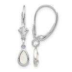 14k White Gold 6x4 Pear Bezel October/Opal Leverback Earrings