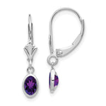 14k White Gold 6x Oval Amethyst/February Earrings