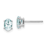 14k White Gold 6x4 Oval March/Aquamarine Post Earrings