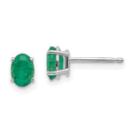 14k White Gold 6x Emerald Earrings