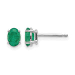 14k White Gold 6x4 Oval May/Emerald Post Earrings
