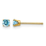 14k Round December/Blue Topaz Post Earrings