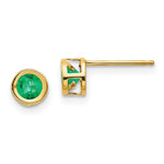 14k Bezel May/Emerald Post Earrings