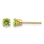 14k Round August/Peridot Post Earrings