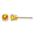 14k Round November/Citrine Post Earrings