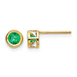 14k Round Bezel May/Emerald Post Earrings