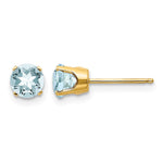 14k Round Aquamarine Earrings - March
