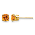 14k Round Citrine Earrings - November