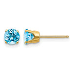 14k Round Blue Topaz Earrings - December