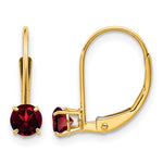 14k Round January/Garnet Leverback Earrings