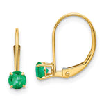 14k Round May/Emerald Leverback Earrings
