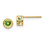 14k Bezel August/Peridot Post Earrings