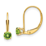 14k Round August/Peridot Leverback Earrings