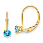 14k Round December/Blue Topaz Leverback Earrings