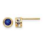 14k Round Bezel September/Sapphire Post Earrings