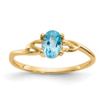 14k 6x4 Oval Blue Topaz Birthstone Ring