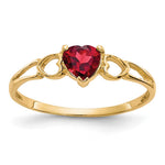 14k Heart Garnet Birthstone Ring