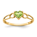 14k Heart Peridot Birthstone Ring