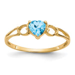 14k Heart Blue Topaz Birthstone Ring