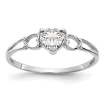 14k White Gold Heart White Topaz Birthstone Ring