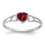 14k White Gold Heart Rhodolite Garnet Birthstone Ring