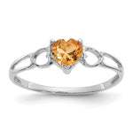 14k White Gold Heart Citrine Birthstone Ring