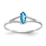 14k White Gold 6x3 Marquise Blue Topaz Birthstone Ring