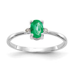 14k White Gold Diamond and 6x4 Oval Emerald Birthstone Ring
