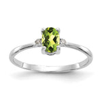 14k White Gold Diamond and 6x4 Oval Peridot Birthstone Ring