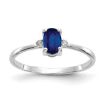 14k White Gold Diamond and 6x4 Oval Sapphire Birthstone Ring