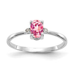 14k White Gold Diamond & Pink Tourmaline Birthstone Ring