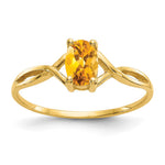 14k 6x4 Oval Citrine Birthstone Ring