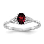 14k White Gold 6x4 Oval January/Garnet and Diamond Ring