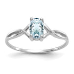14k White Gold 6x4 Oval Aquamarine Birthstone Ring