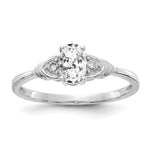 14k White Gold 6x4 Oval April/White Topaz and Diamond Ring