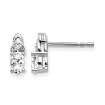 14k White Gold 5x3 Oval April/White Topaz and Diamond Post Earrings