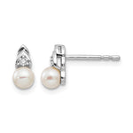 14k White Gold June/Freshwater Cultured Pearl and Diamond Post Earrings