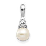 14k White Gold June/Freshwater Cultured Pearl and Diamond Pendant