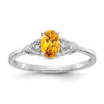 14k White Gold 6x4 Oval November/Citrine and Diamond Ring