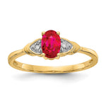 14k 6x4 Oval July/Ruby and Diamond Ring