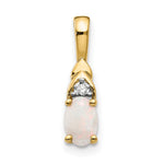 14k 6x4 Oval October/Opal and Diamond Pendant