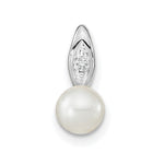 14k White Gold FW Cultured Pearl and Diamond Pendant