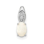14k White Gold Opal and Diamond Pendant