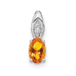 14k White Gold Citrine and Diamond Pendant
