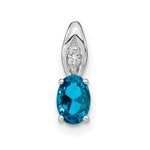 14k White Gold Blue Topaz and Diamond Pendant