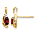 14k 5x3 Oval January/Garnet and Diamond Post Earrings