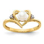 14k June/Freshwater Cultured Pearl and Diamond Heart Ring