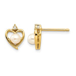14k June/Freshwater Cultured Pearl and Diamond Heart Earrings