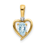 14k Aquamarine and Diamond Heart Pendant