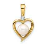 14k June/Freshwater Cultured Pearl and Diamond Heart Pendant